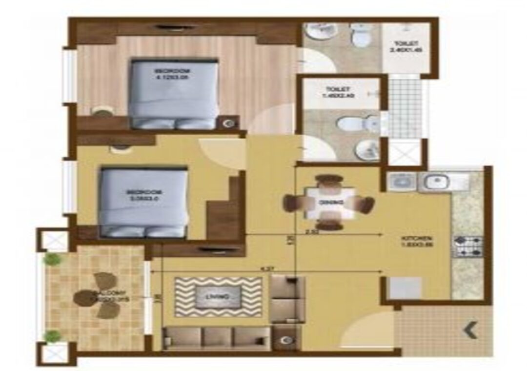 3 BHK Unit Plan of 24K Manor