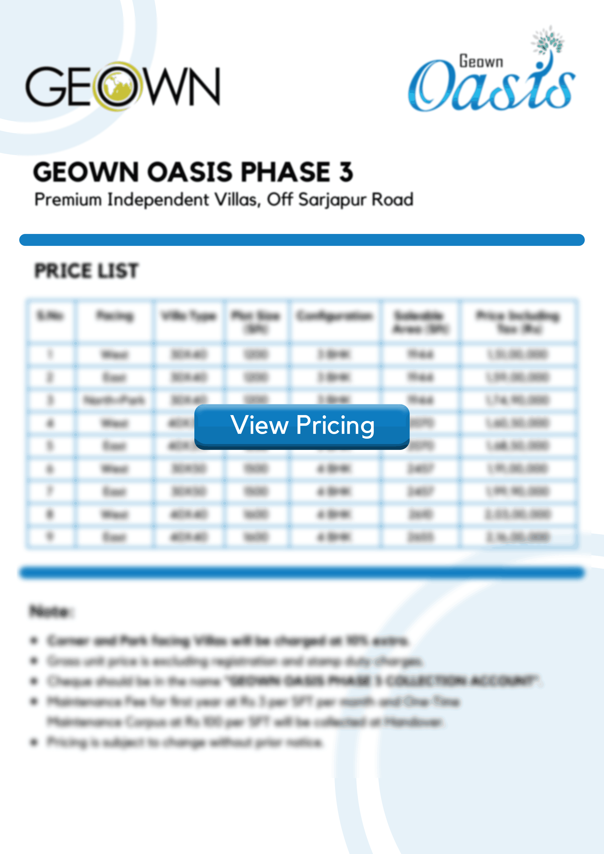 Price List